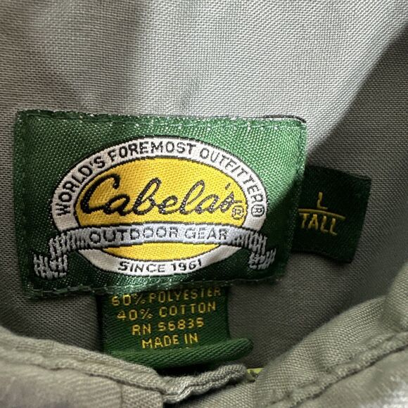 Cabelas Shirt Mens Large Tall Button-Up Gray Chest Pocket Outdoor Comfort Adult - Picture 3 of 9